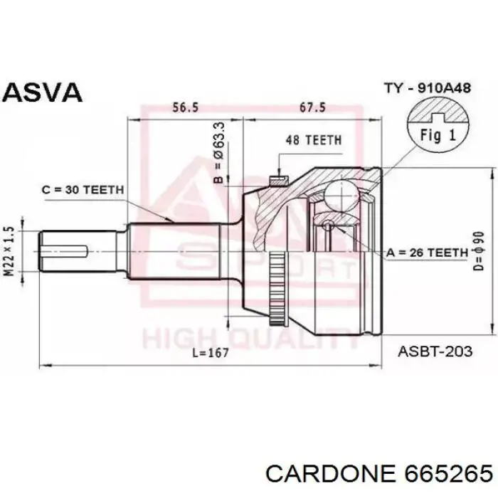 Półoś napędowa przednia prawa Cardone 665265 cena, od 192,75 USD