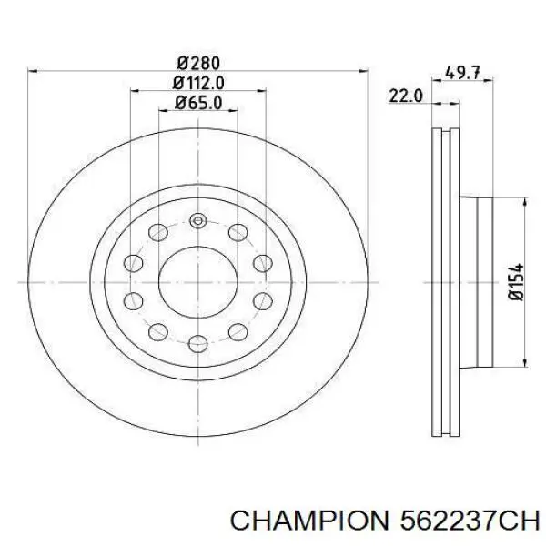 Tarcza hamulcowa przednia Champion 562237CH cena, od 41,11 USD