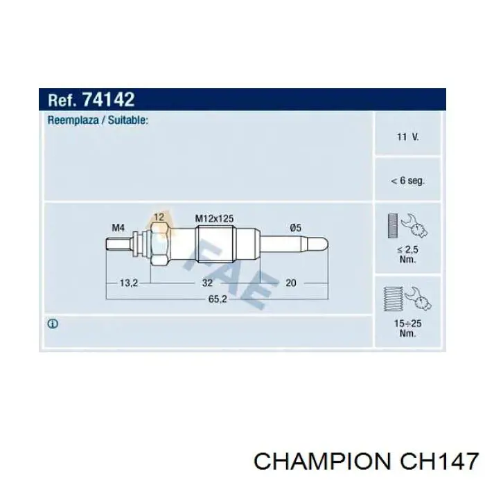 CH147 Champion Świeca żarowa