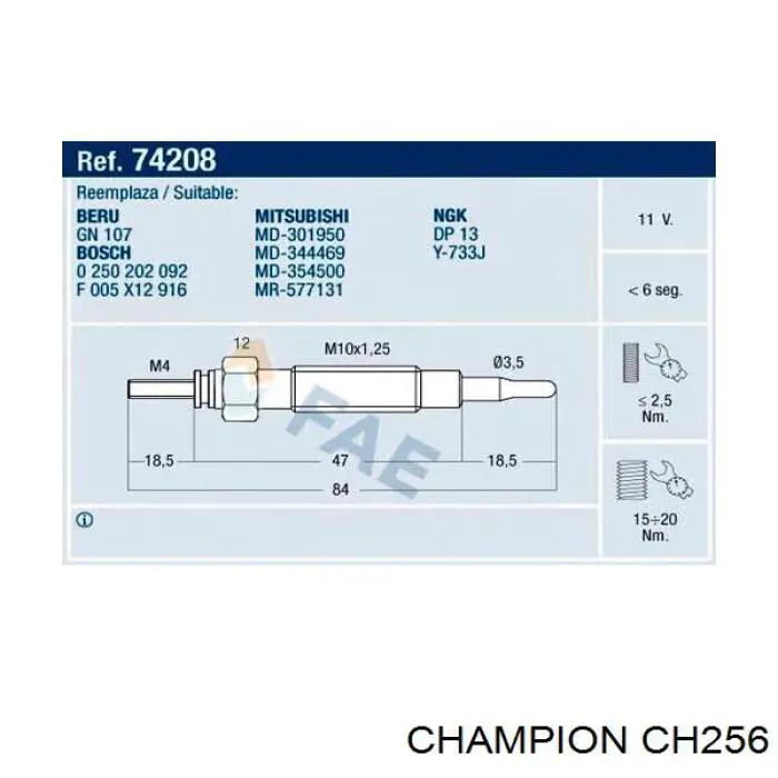 Do koszyka CH256 Champion Świeca żarowa