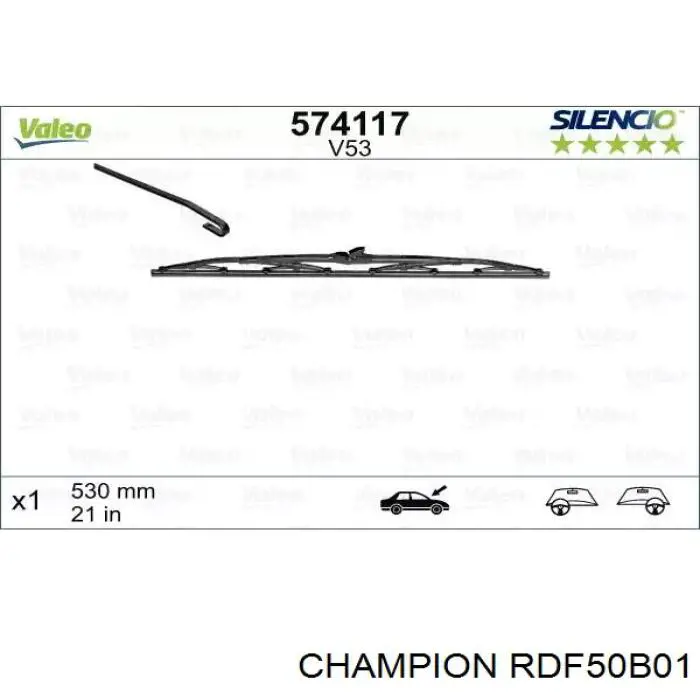 Do koszyka RDF50B01 Champion Pióro wycieraczki szyby przedniej kierowcy