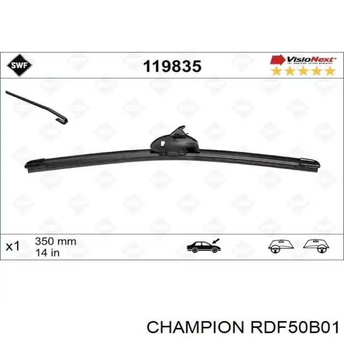 Pióro wycieraczki szyby przedniej kierowcy Champion RDF50B01 cena, od 11,88 USD