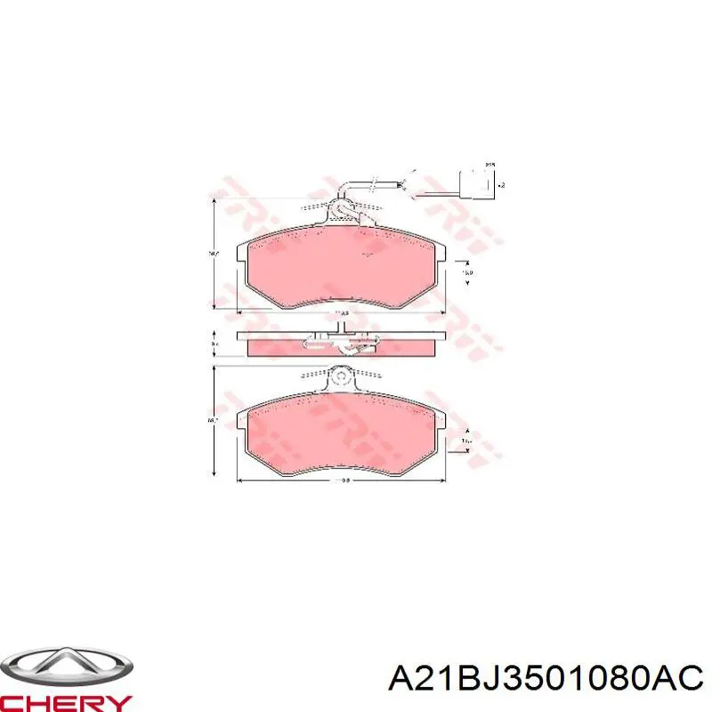 A21BJ3501080AC Chery Klocki hamulcowe przednie tarczowe