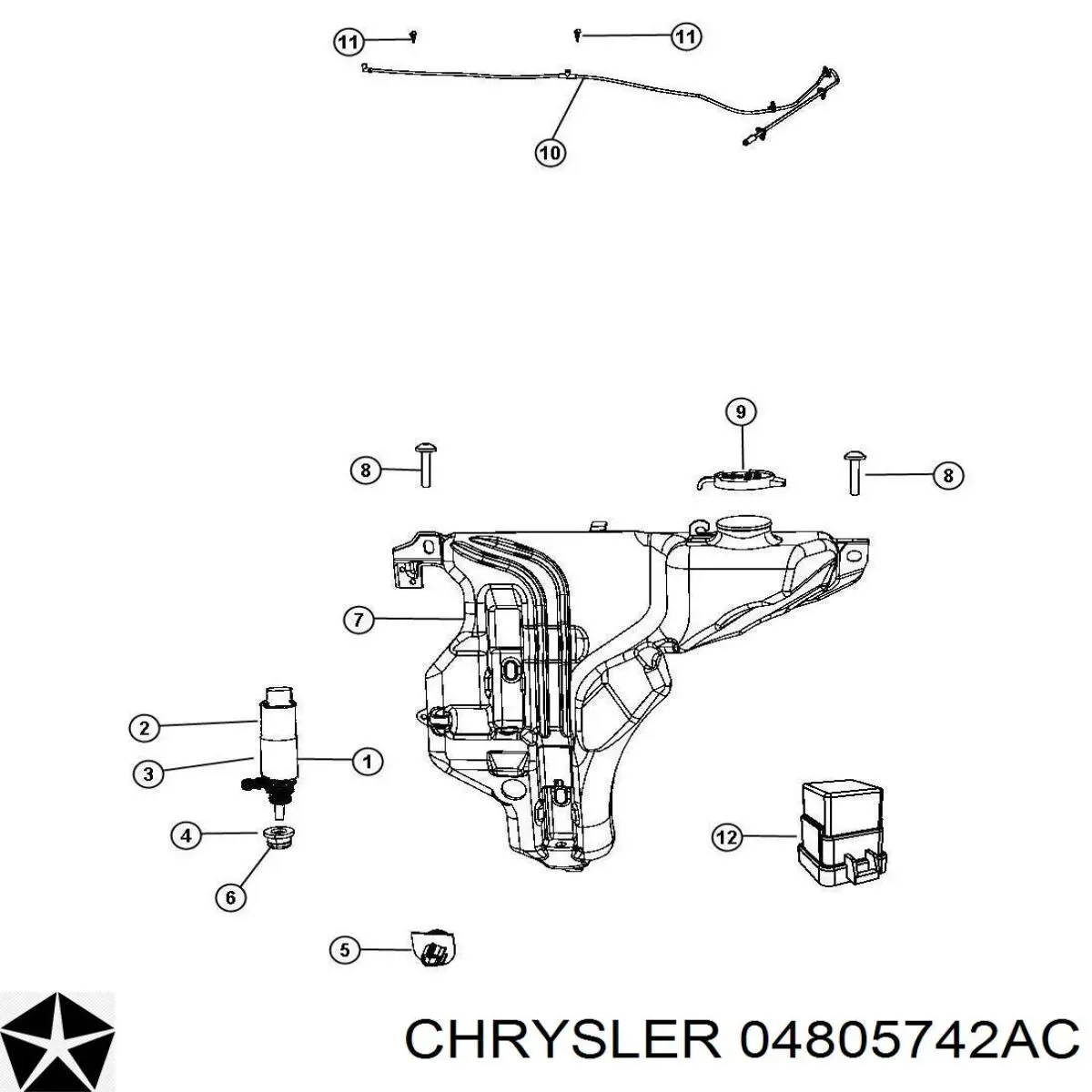 Dysza spryskiwacza szyby przedniej Chrysler 04805742AC cena, od 7,92 USD