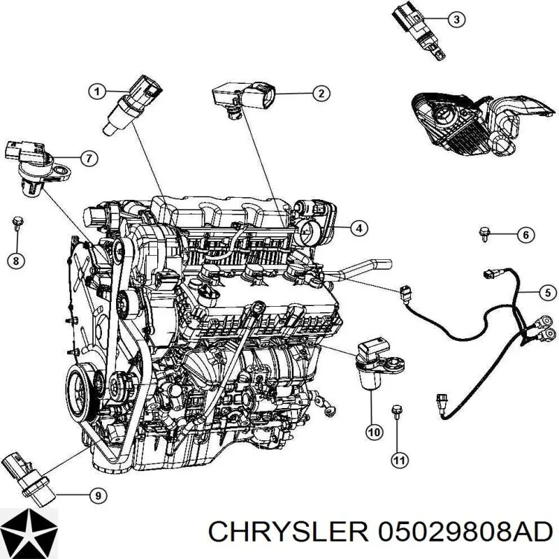 Czujnik położenia wałka rozrządu Chrysler 05029808AD cena, od 26,20 USD