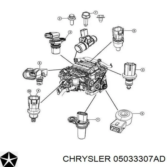 Czujnik położenia wału korbowego Chrysler 05033307AD cena, od 16,60 USD