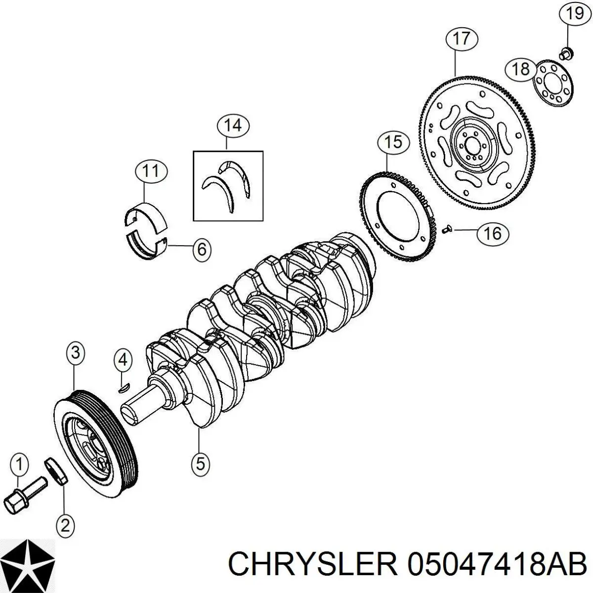 Koło pasowe wału korbowego Chrysler 05047418AB cena, od 31,37 USD
