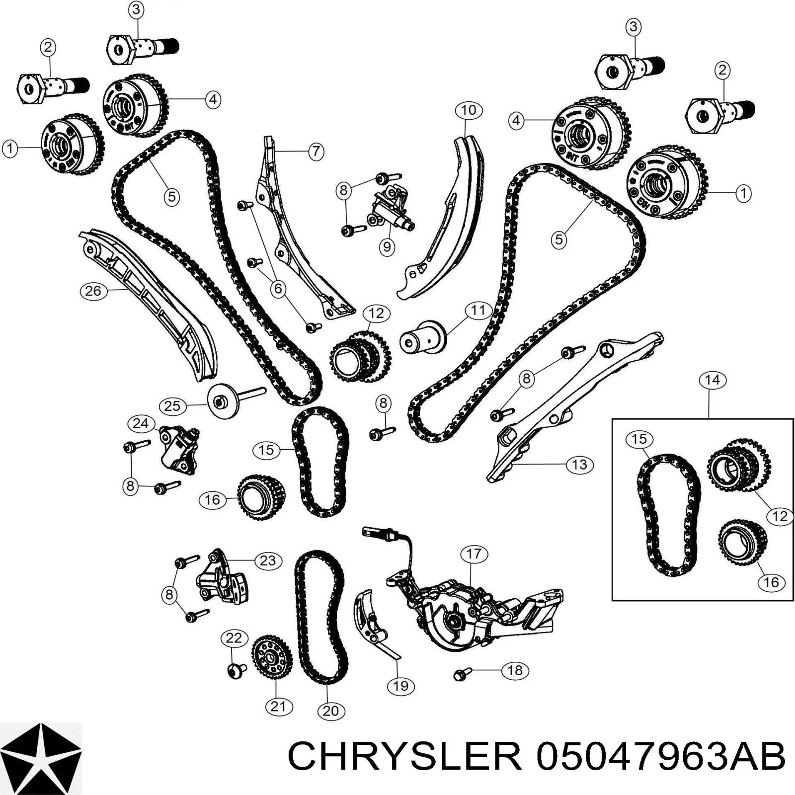 Łańcuch rozrządu Chrysler 05047963AB cena, od 31,37 USD
