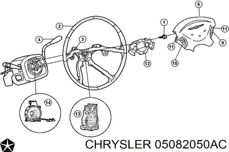Pierścień kontaktowy AIRBAG, taśma kierownicy Chrysler 05082050AC cena, od 69,93 USD