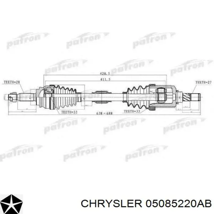 Do koszyka 05085220AB Chrysler Półoś napędowa przednia lewa