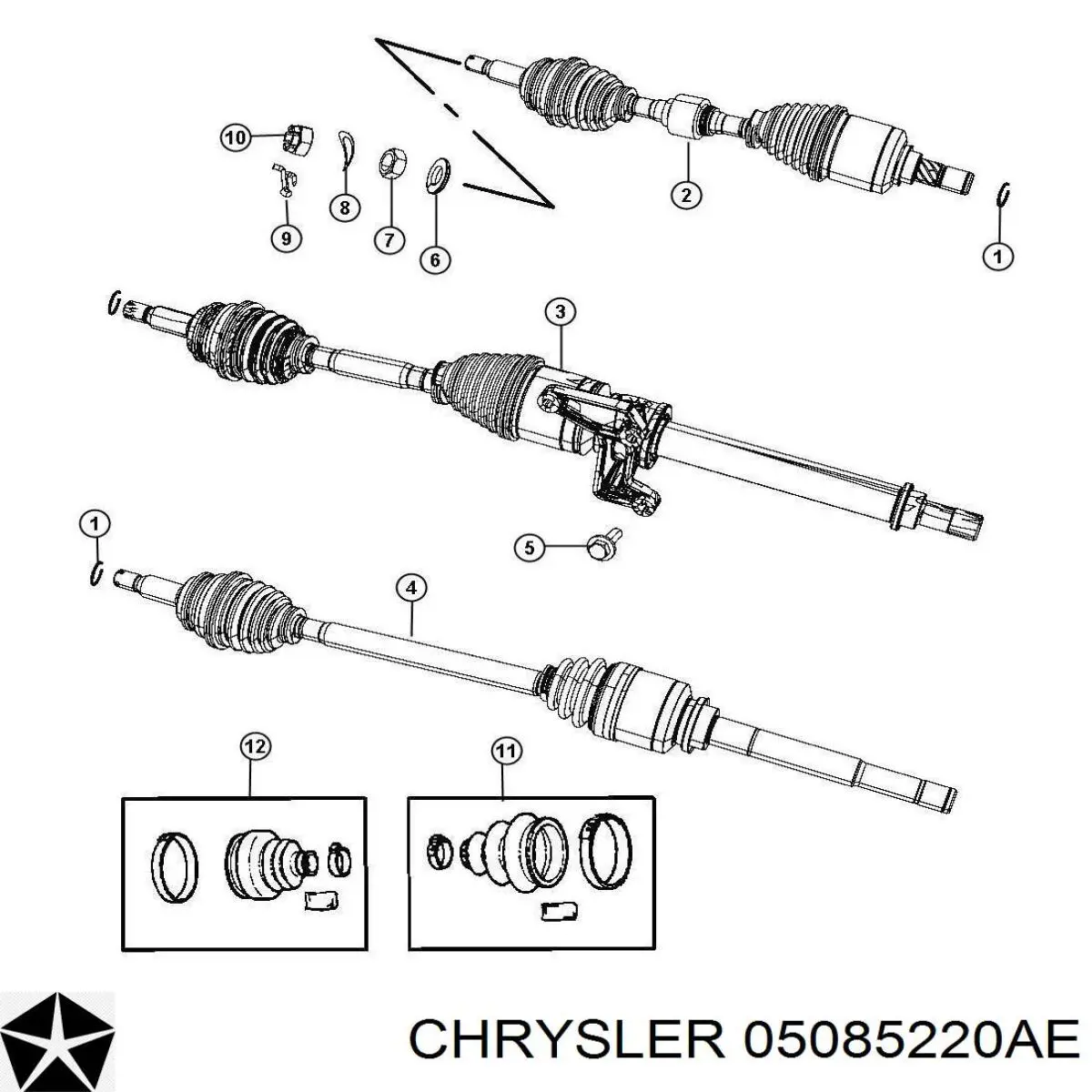 05085220AE Chrysler Półoś napędowa przednia lewa