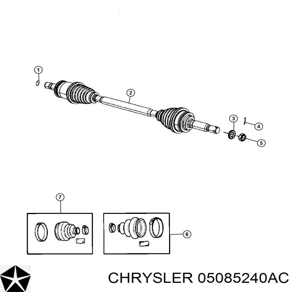 Półoś tylna prawa Chrysler 05085240AC cena, od 76,62 USD