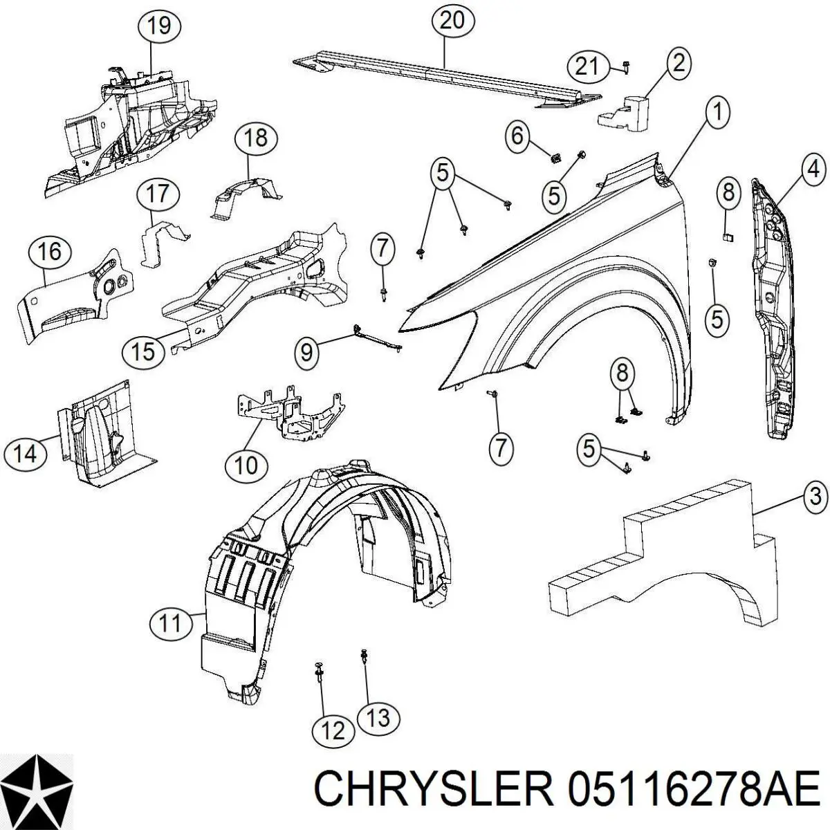 05116278AE Chrysler Nadkole błotnika przedniego prawe
