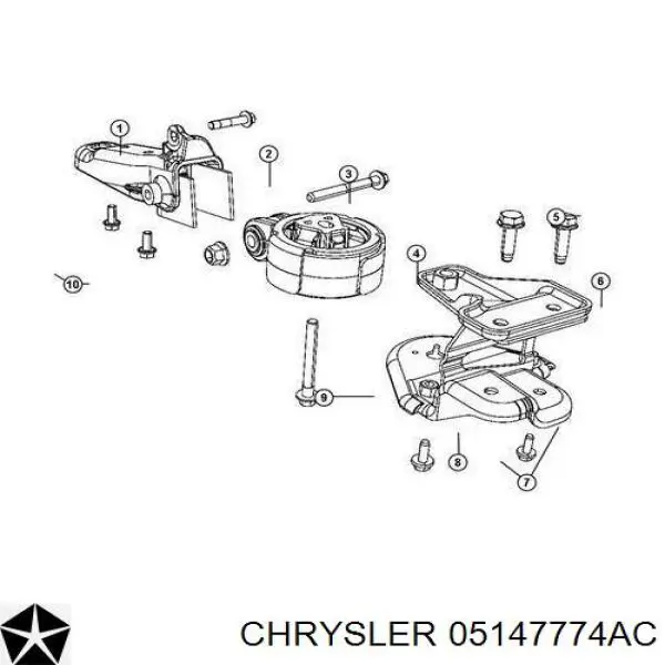 05147774AC Chrysler Poduszka (podpora) silnika tylna