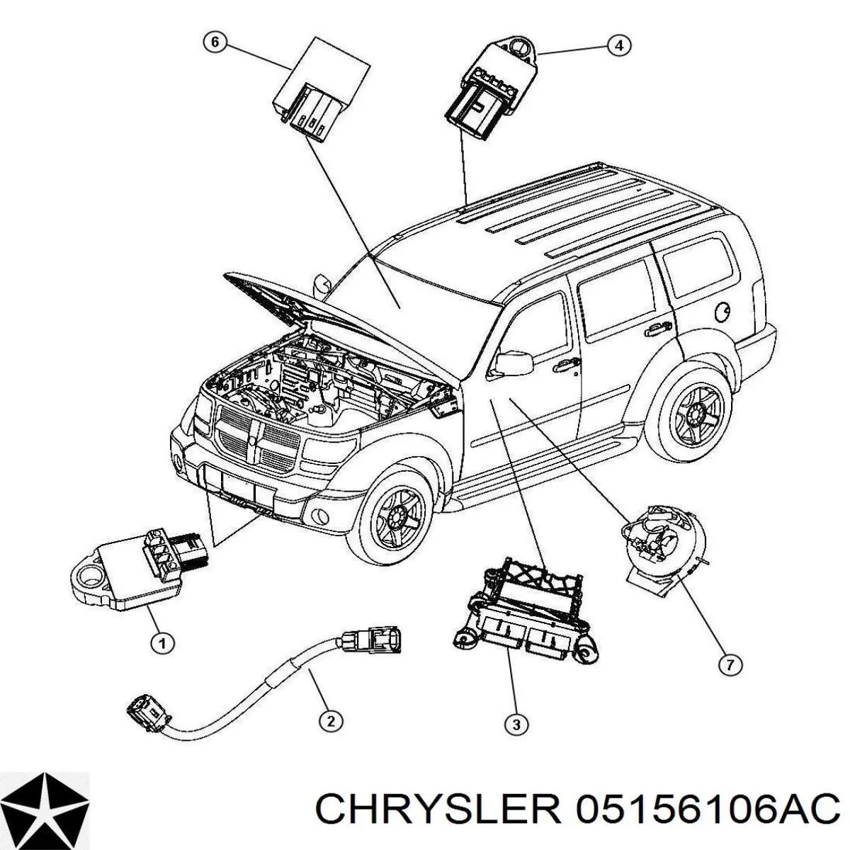 05156106AC Chrysler pierścień kontaktowy airbag, taśma kierownicy