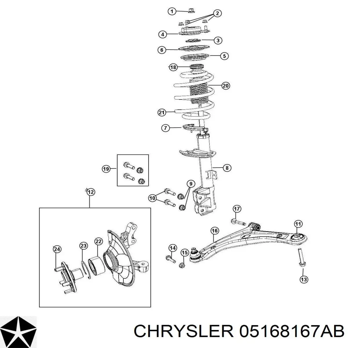 Amortyzator przedni lewy Chrysler 05168167AB cena, od 98,82 USD