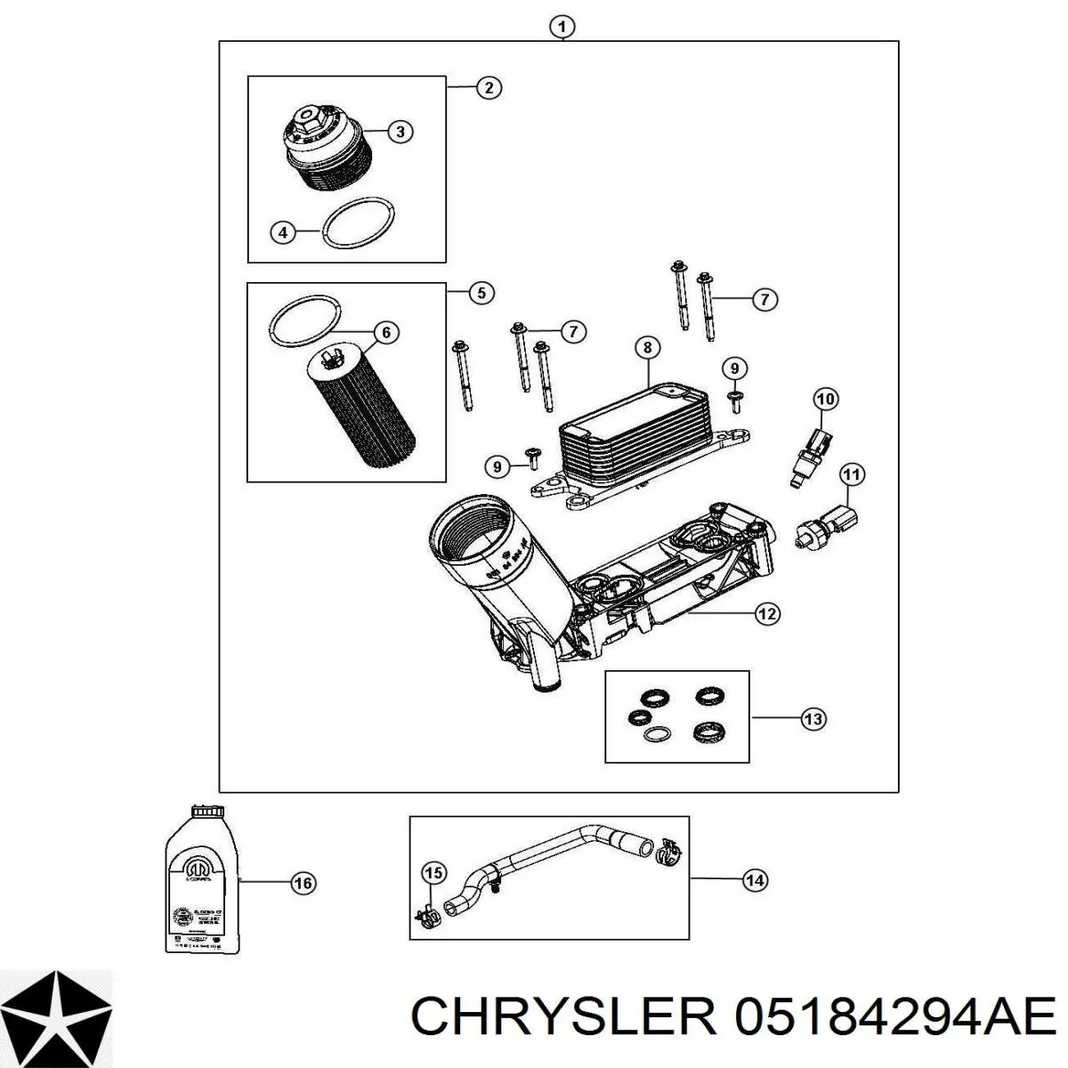 Obudowa filtra oleju Chrysler 05184294AE cena, od 92,57 USD