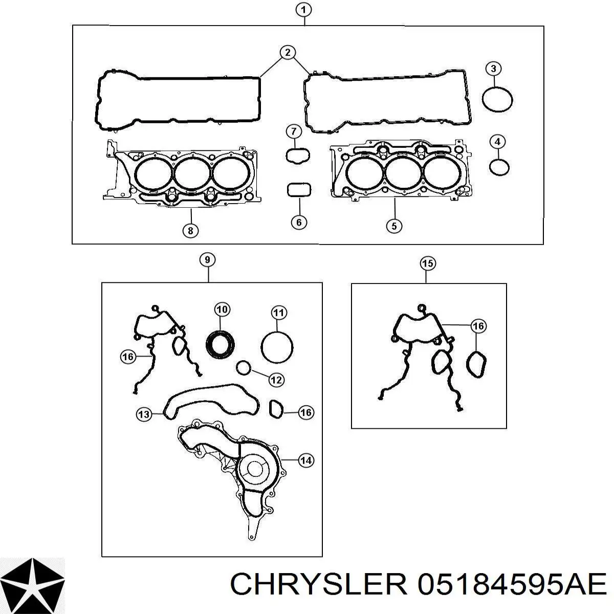 Uszczelka pokrywy zaworowej prawa Chrysler 05184595AE cena, od 12,28 USD