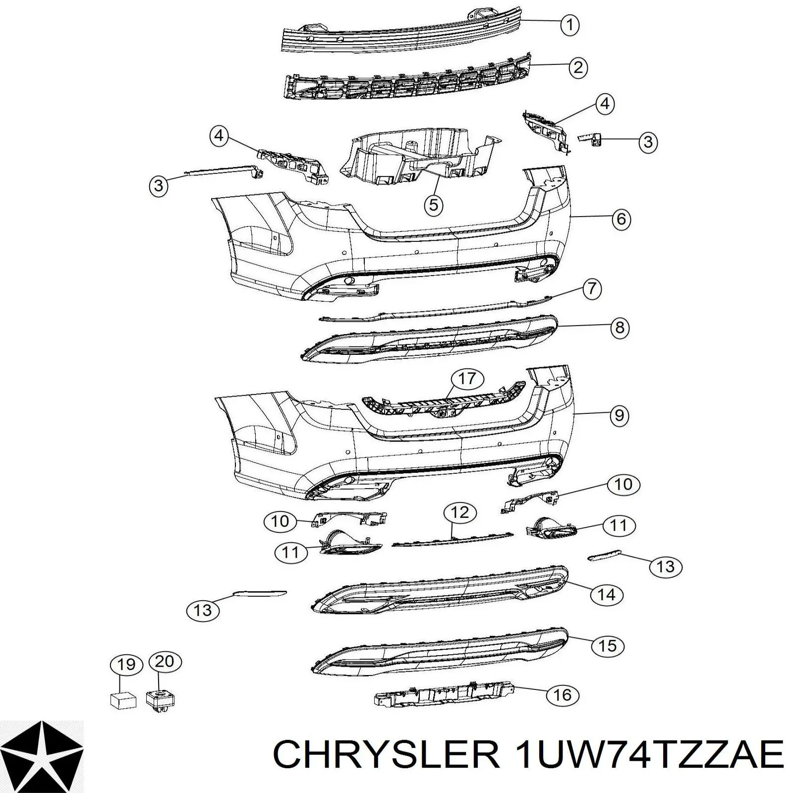 1UW74TZZAE Chrysler Zderzak tylny