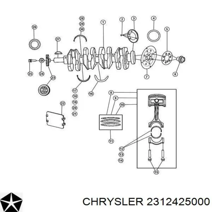 2312425000 Chrysler koło pasowe wału korbowego