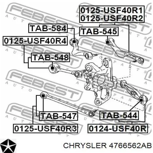Czop (zwrotnica) tylny prawy Chrysler 4766562AA cena, od 141,31 USD