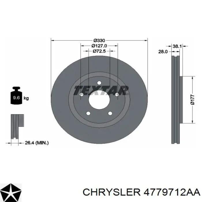 4779712AA Chrysler tarcza hamulcowa przednia