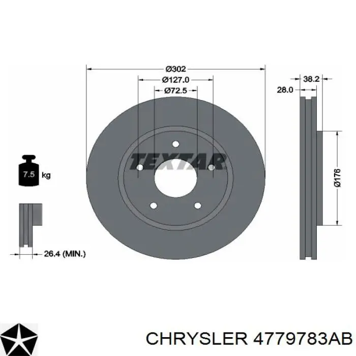 4779783AB Chrysler tarcza hamulcowa przednia