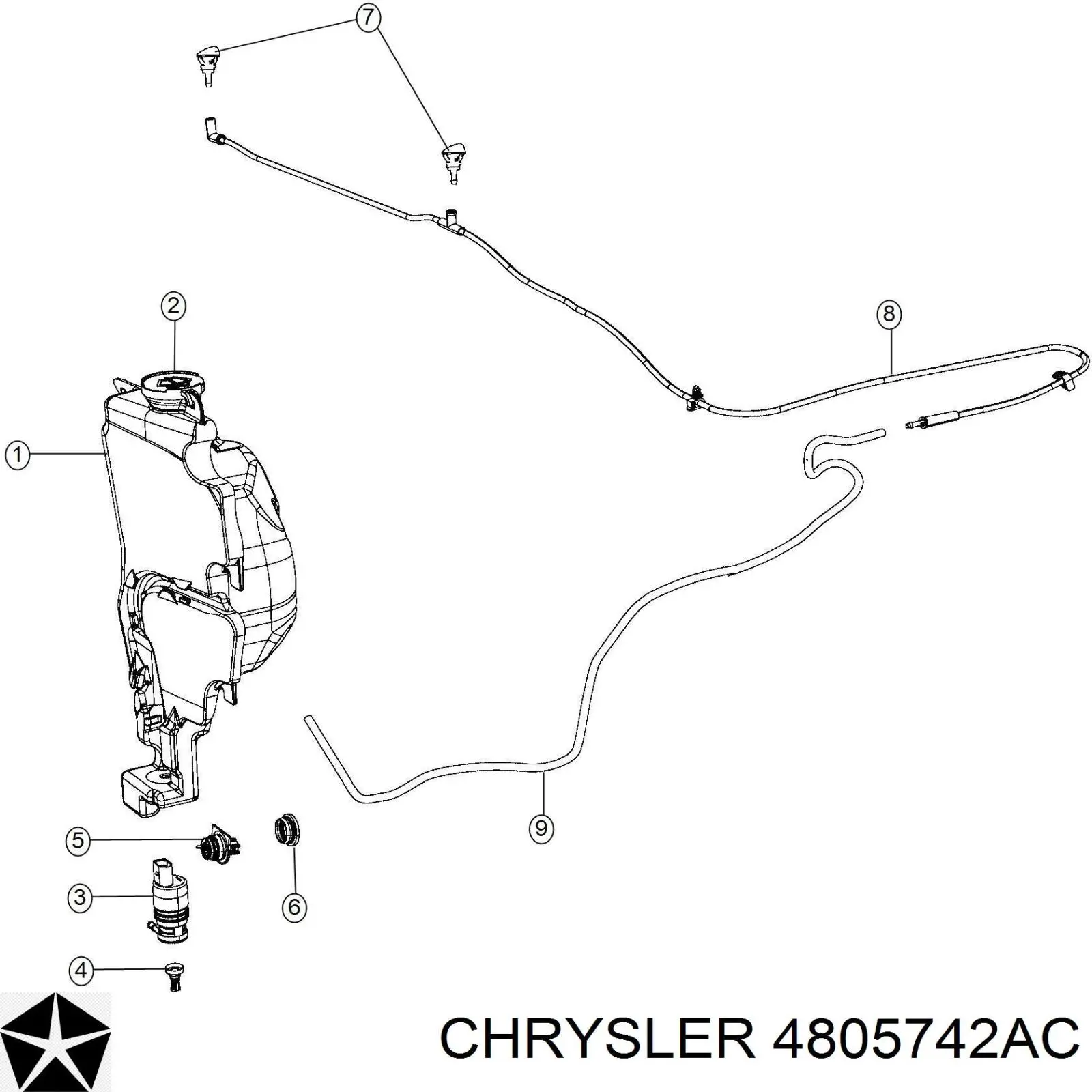 Dysza spryskiwacza szyby przedniej Chrysler 4805742AC cena, od 7,93 USD