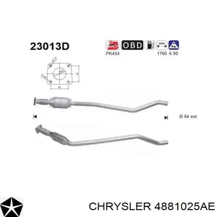 Do koszyka 4881025AH Chrysler Konwerter-katalizator