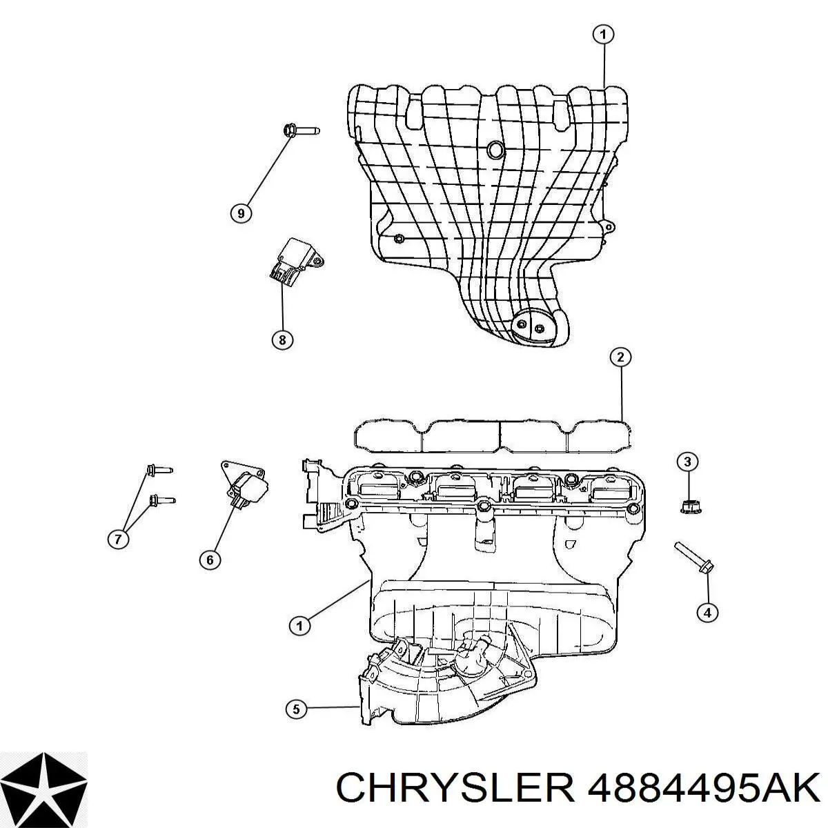 Kolektor ssący Chrysler 4884495AK cena, od 31,37 USD