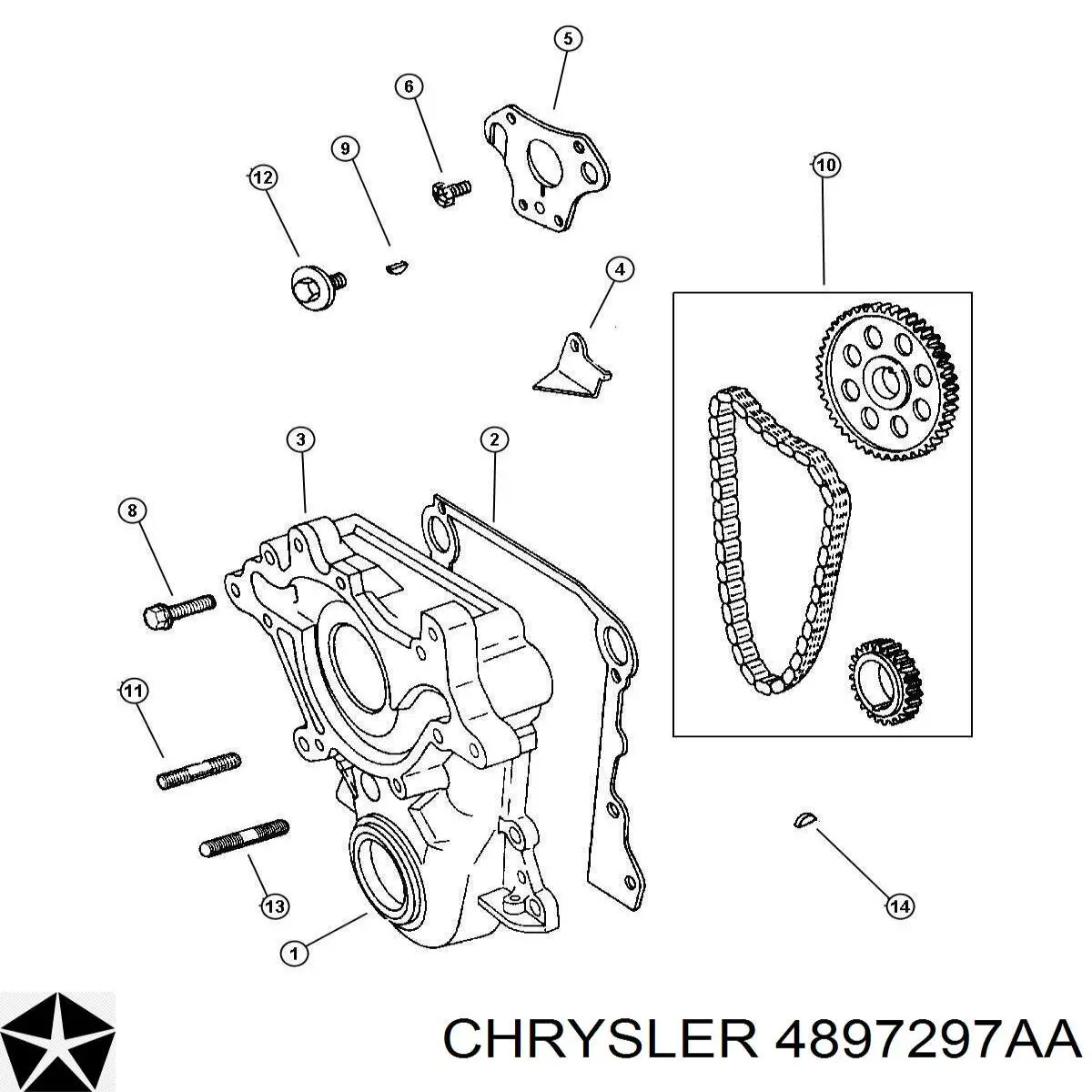 4897297AA Chrysler Uszczelniacz wału korbowego przedni