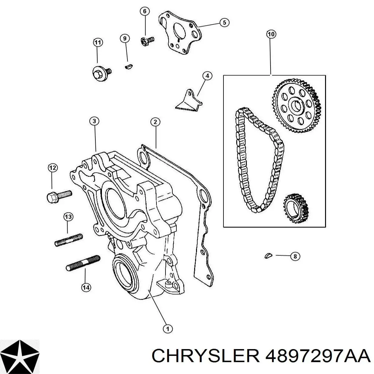 Uszczelniacz wału korbowego przedni Chrysler 4897297AA cena, od 37,37 USD