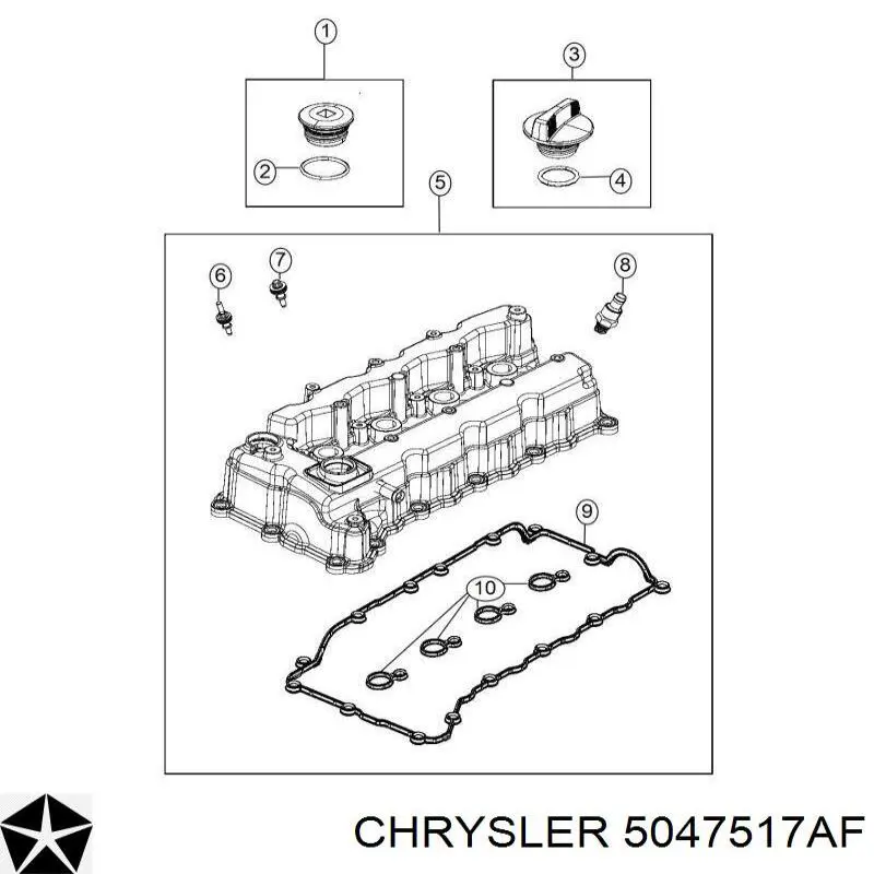 Pokrywa zaworowa Chrysler 5047517AF cena, od 47,06 USD