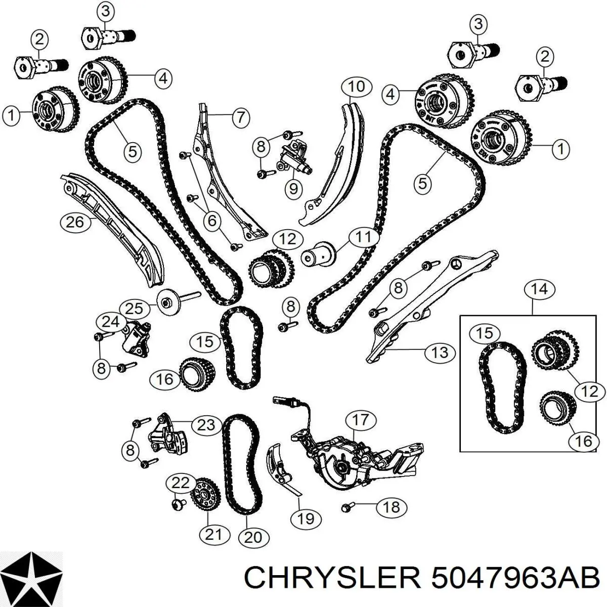 Łańcuch rozrządu Chrysler 5047963AA cena, od 31,37 USD