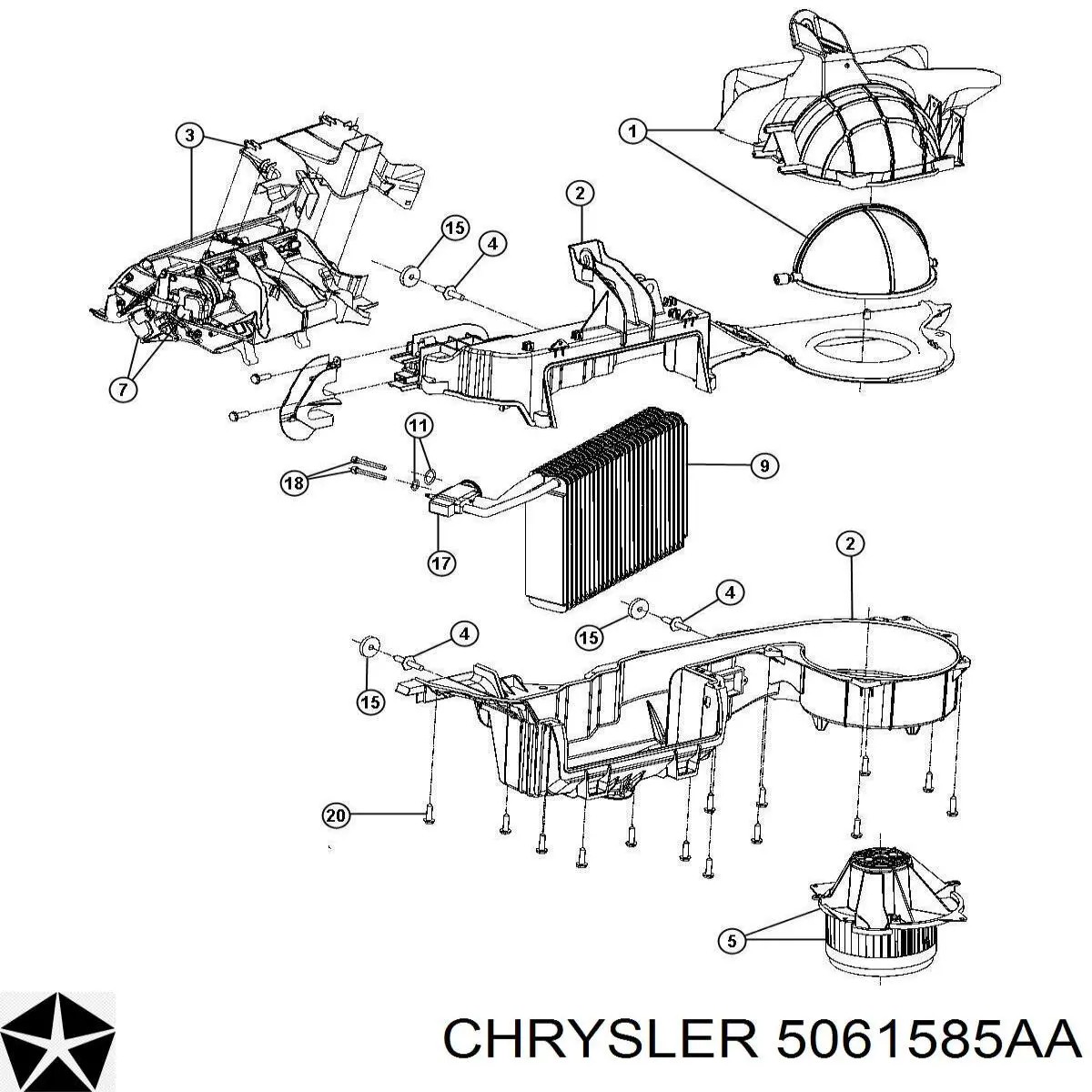 Parownik klimatyzacji Chrysler 5061585AA cena, od 134,98 USD
