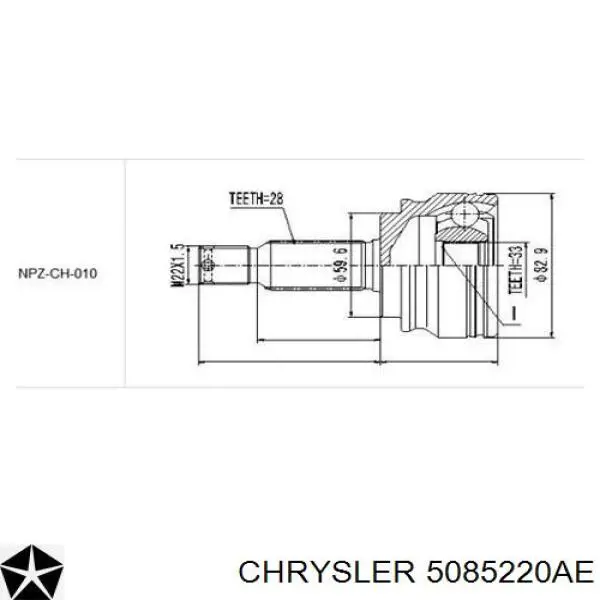 5085220AE Chrysler Półoś napędowa przednia lewa