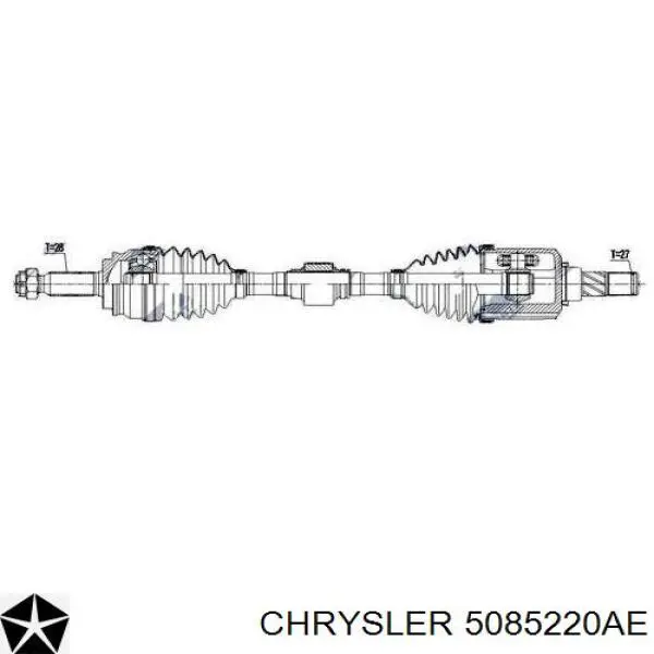 Półoś napędowa przednia lewa Chrysler 5085220AE cena, od 117,48 USD