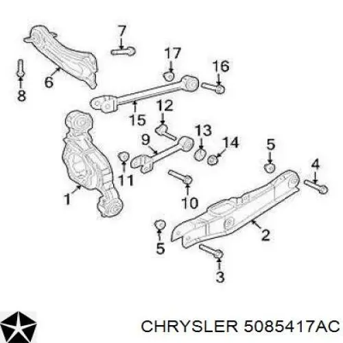 Wahacz zawieszenia tylnego poprzeczny Chrysler 5085417AB cena, od 26,42 USD