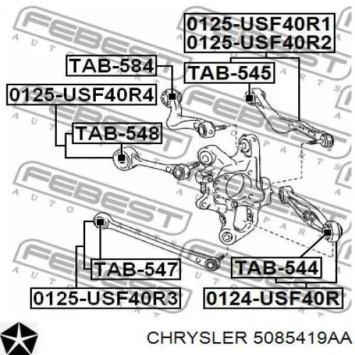 Wahacz zawieszenia tylnego poprzeczny Chrysler 05085419AC cena, od 14,92 USD