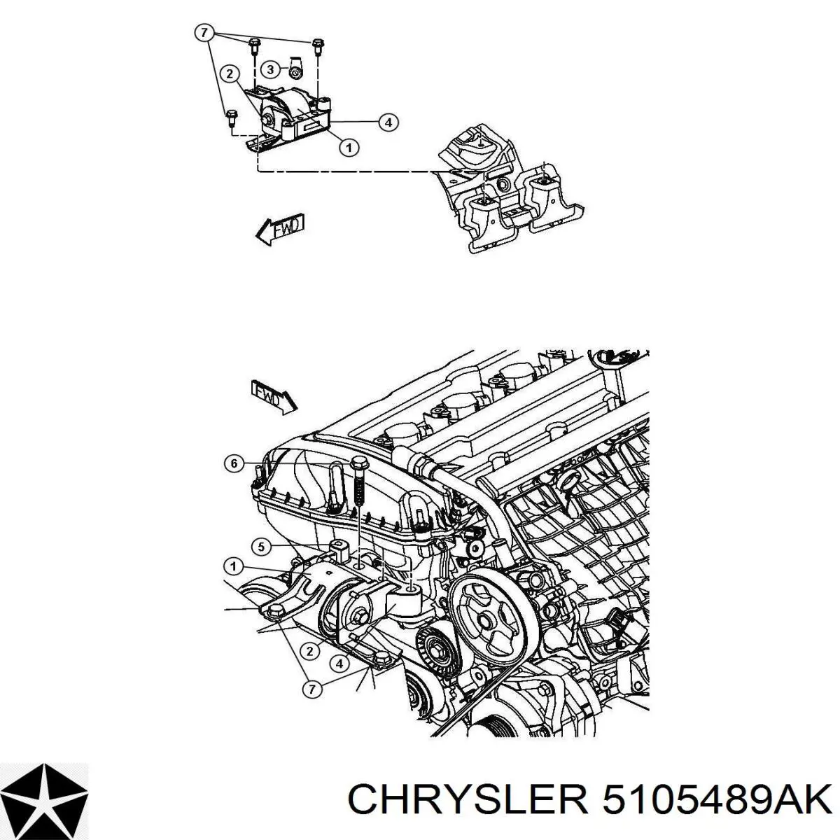 Poduszka (podpora) silnika prawa Chrysler 5105489AK cena, od 37,41 USD