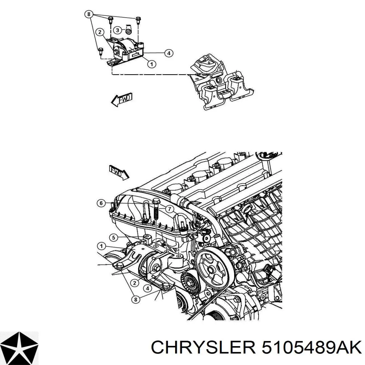 5105489AK Chrysler Poduszka (podpora) silnika prawa