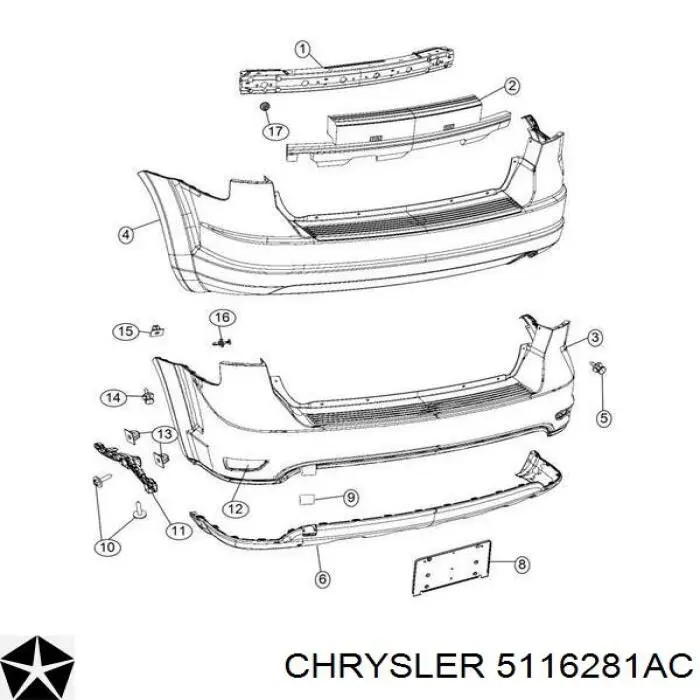 5116281AC Chrysler Wzmocnienie zderzaka tylnego