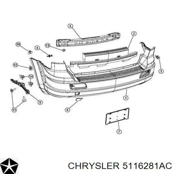 Wzmocnienie zderzaka tylnego Chrysler 5116281AC cena, od 101,60 USD