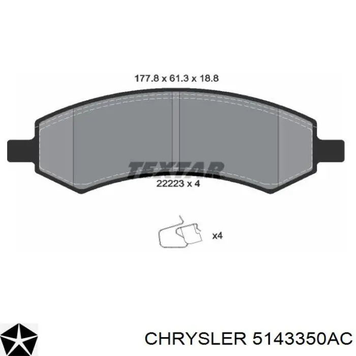 5143350AC Chrysler Klocki hamulcowe przednie tarczowe