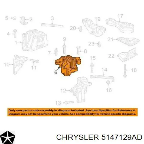Poduszka (podpora) silnika prawa Chrysler 5147129AD cena, od 126,54 USD