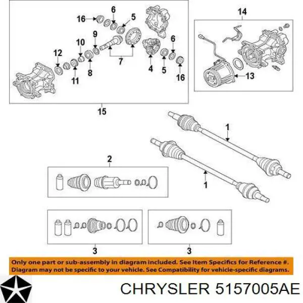 Do koszyka 5157005AE Chrysler Wał Cardana tylny, kompletny