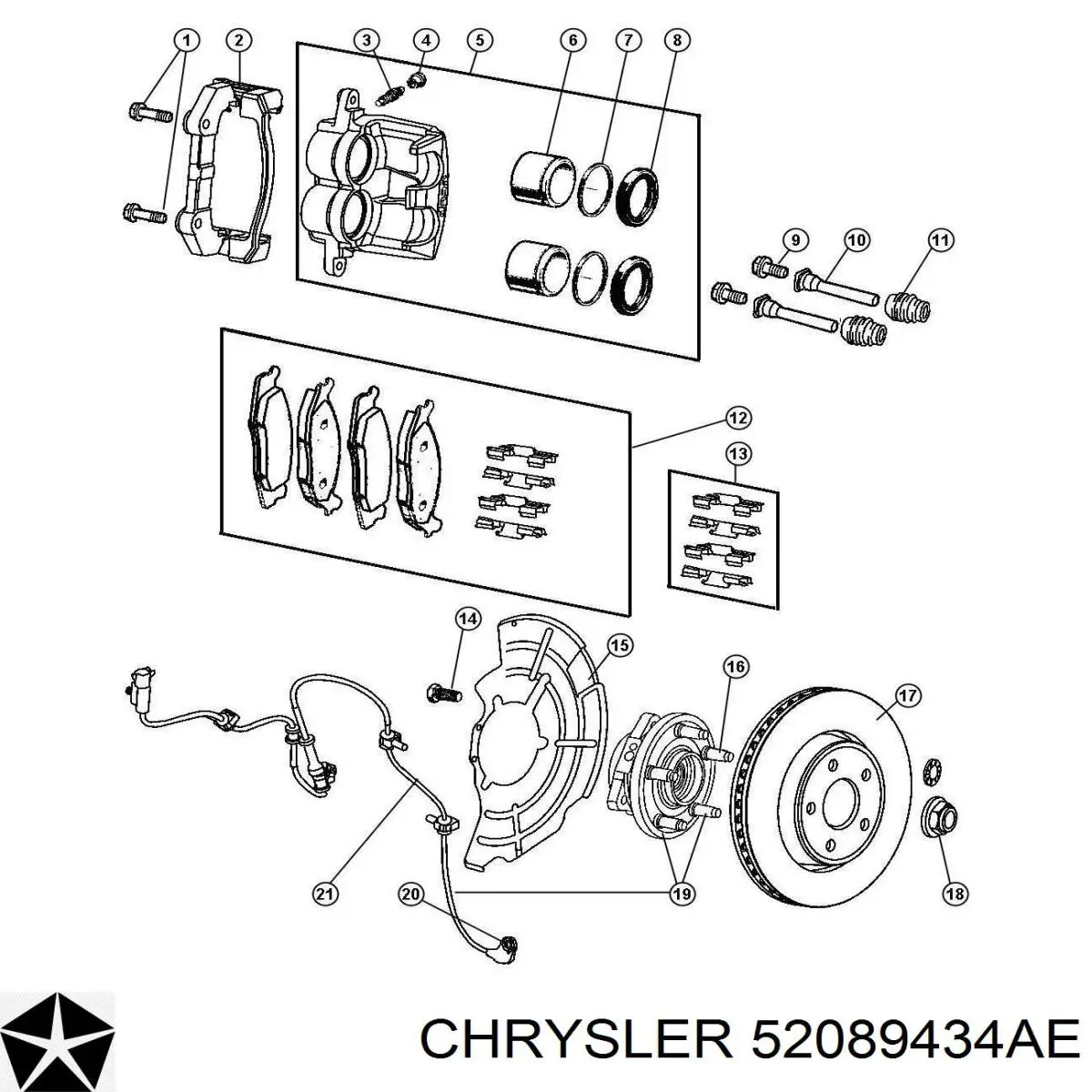 Piasta przednia Chrysler 52089434AE cena, od 87,77 USD
