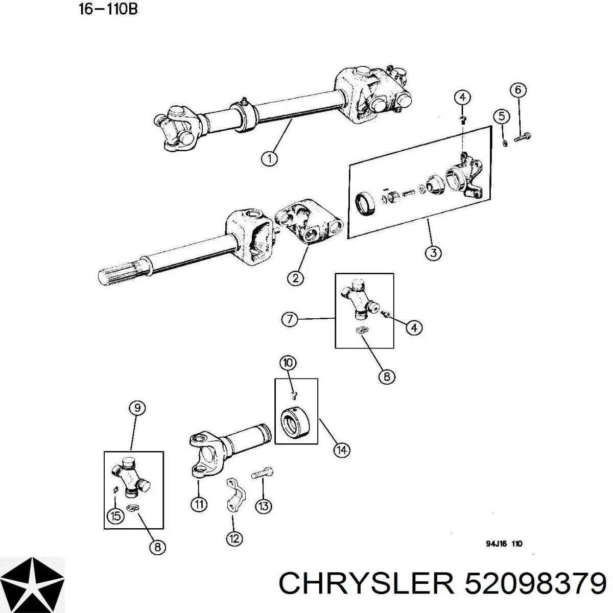 Do koszyka 52098379 Chrysler Wał Cardana, do mostu przedniego