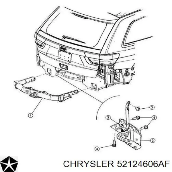 Do koszyka 52124606AF Chrysler Wzmocnienie zderzaka tylnego