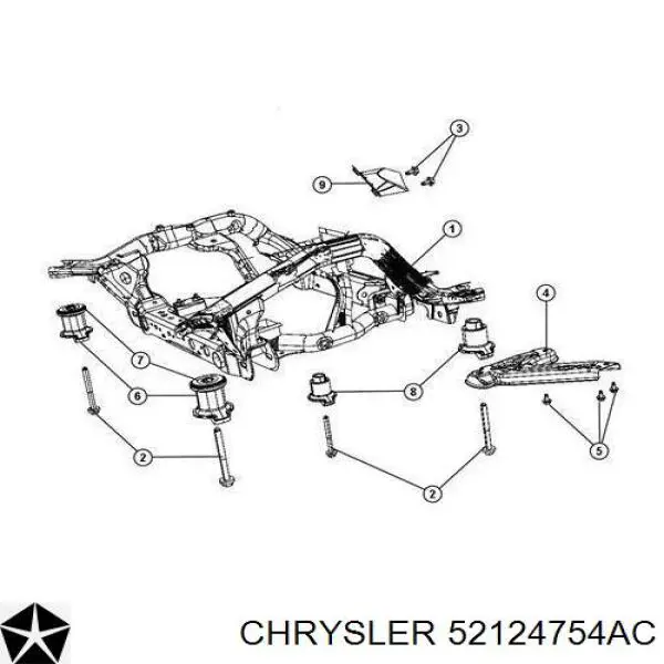 Do koszyka 52124754AC Chrysler Tuleja (poduszka) przedniej belki